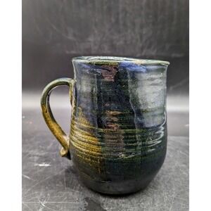 Vintage Studio Art Pottery Stoneware Pitcher Blu Glade Handle 5.75"